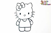 آموزش نقاشی کودکانه زیبا و ساده گربه کیتی