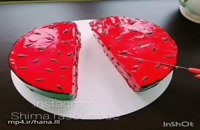 آموزش کیک شب یلدا به شکل هندوانه
