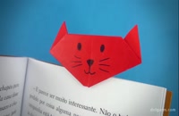 آموزش ساخت بوکمارک به شکل گربه اوریگامی با کاغذ