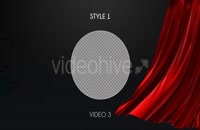ویدیو فوتیج ترانزیشن باز و بسته شدن پرده های قرمز 3D