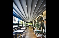زیباترین سقف برقی پشت بام کافه رستوران-بهترین سقف متحرک روفگاردن  کافه