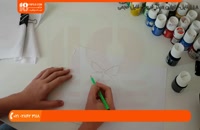 آموزش نقاشی روی پارچه - طرح پروانه و ببر روی تیشرت