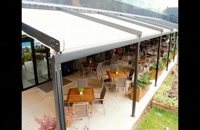 سقف اتوماتیک فست فود- سایبان تاشو رستوران- سقف کنترلی حیاط کافی شاپ