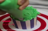 تزیین کاپ کیک به شکل لانه گنجشک با استفاده از ماسوره چم