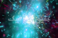 ویدیو فوتیج تونل سه بعدی علمی تخیلی ذرات نئون آبی