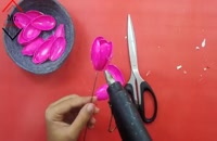 آموزش ساخت کاردستی گل های رنگی با قاشق پلاستیکی