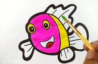 آموزش نقاشی به کودکان - نقاشی ماهی رنگی