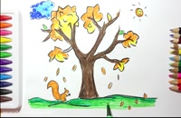 آموزش نقاشی به کودکان این قسمت نقاشی درخت پاییزی