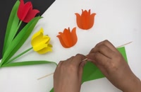 آموزش درست کردن گل های لاله با استفاده از کاغذ رنگی