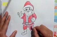 آموزش کشیدن نقاشی زیبا بابانوئل برای کودکان