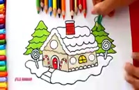 آموزش نقاشی به کودکان | این قسمت نقاشی خانه برفی