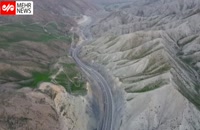 تصویر هوایی از گردنه‌ گویجه‌بئل در بزرگراه اهر- تبریز