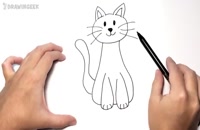 آموزش نقاشی گربه قدم به قدم برای کودکان