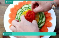 تزیین بشقاب سبزیجات با هویج و خیار