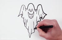 آموزش نقاشی به کودکان - نقاشی روح مخصوص هالووین