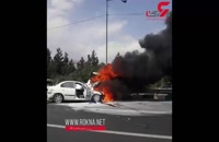 آتش سوزی 2 خودرو در اتوبان بابایی تهران