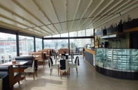 سایبان برقی کافه رستوران- سقف اتوماتیک باغ رستوران-پوشش متحرک سقف فست فود