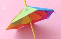 روش ساخت و درست کردن کاردستی چتر اسباب بازی با کاغذ رنگی