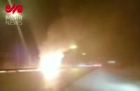 واژگونی و آتش سوزی کامیون در محور اراک - قم