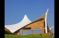 سقف کششی تالار پذیرایی-سایبان چادری کافه رستوران-پوشش غشائی تالار-سقف کابلی تالار -