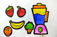 آموزش نقاشی به کودکان این قسمت نقاشی مخلوط کن و میوه