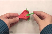 آموزش ساخت توت فرنگی کاغذی بسیار زیبا
