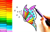 آموزش نقاشی کودکانه _ نقاشی پروانه با رنگ آمیزی