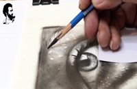 اموزش سیاه قلم هایپر رئال چشم با مداد لموگراف