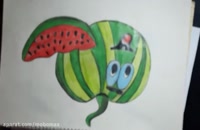آموزش نقاشی به کودکان | این قسمت نقاشی هندوانه