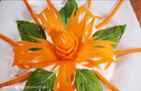 آموزش میوه آرایی - طرح گل با هویج و خیار