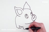 آموزش نقاشی به کودکان - نقاشی بچه خوک