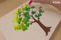 نقاشی درخت با گیره پلاستیکی